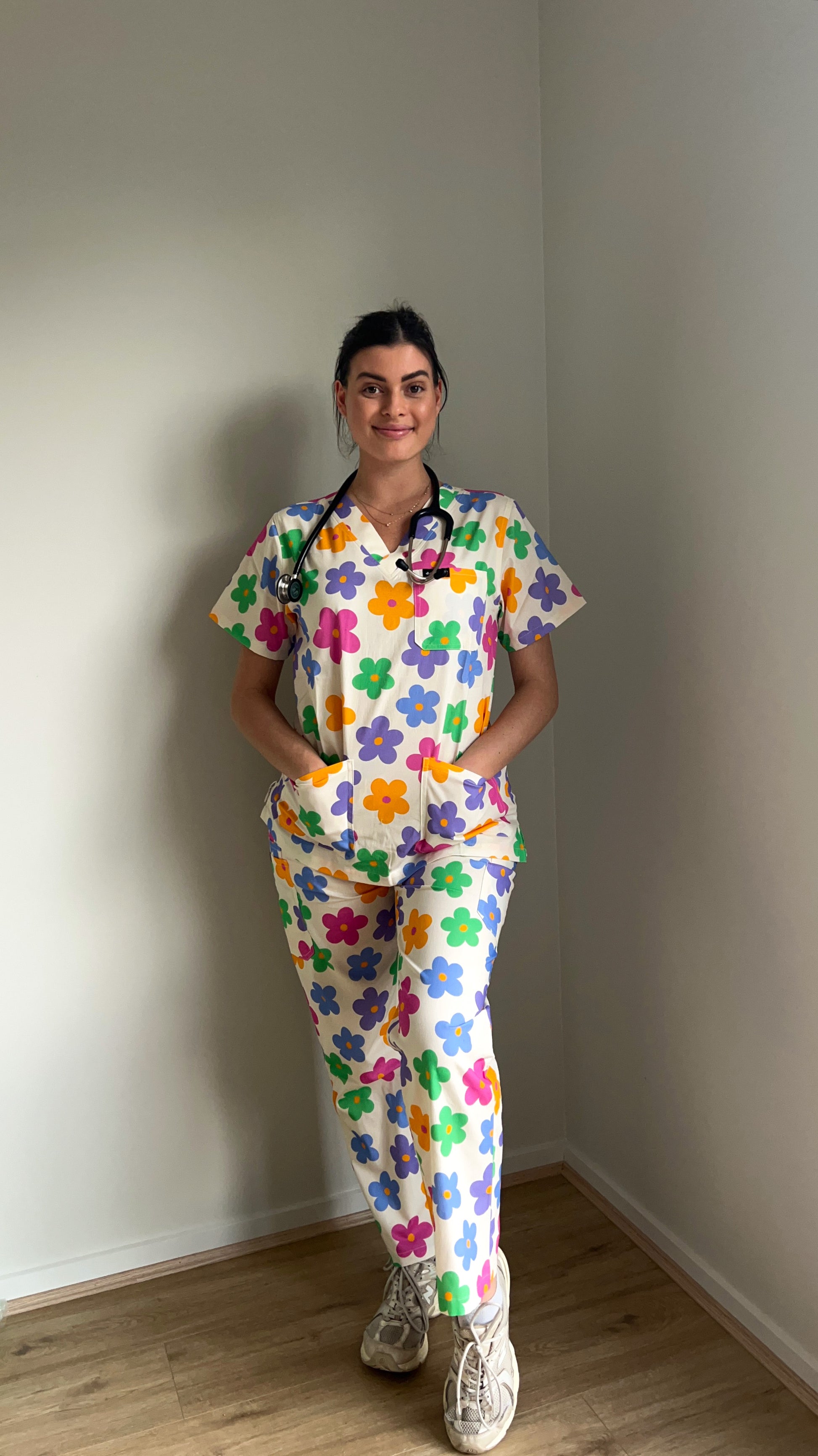 Fun & Colourful Scrubs for healthcare workers. 100% Cotton.